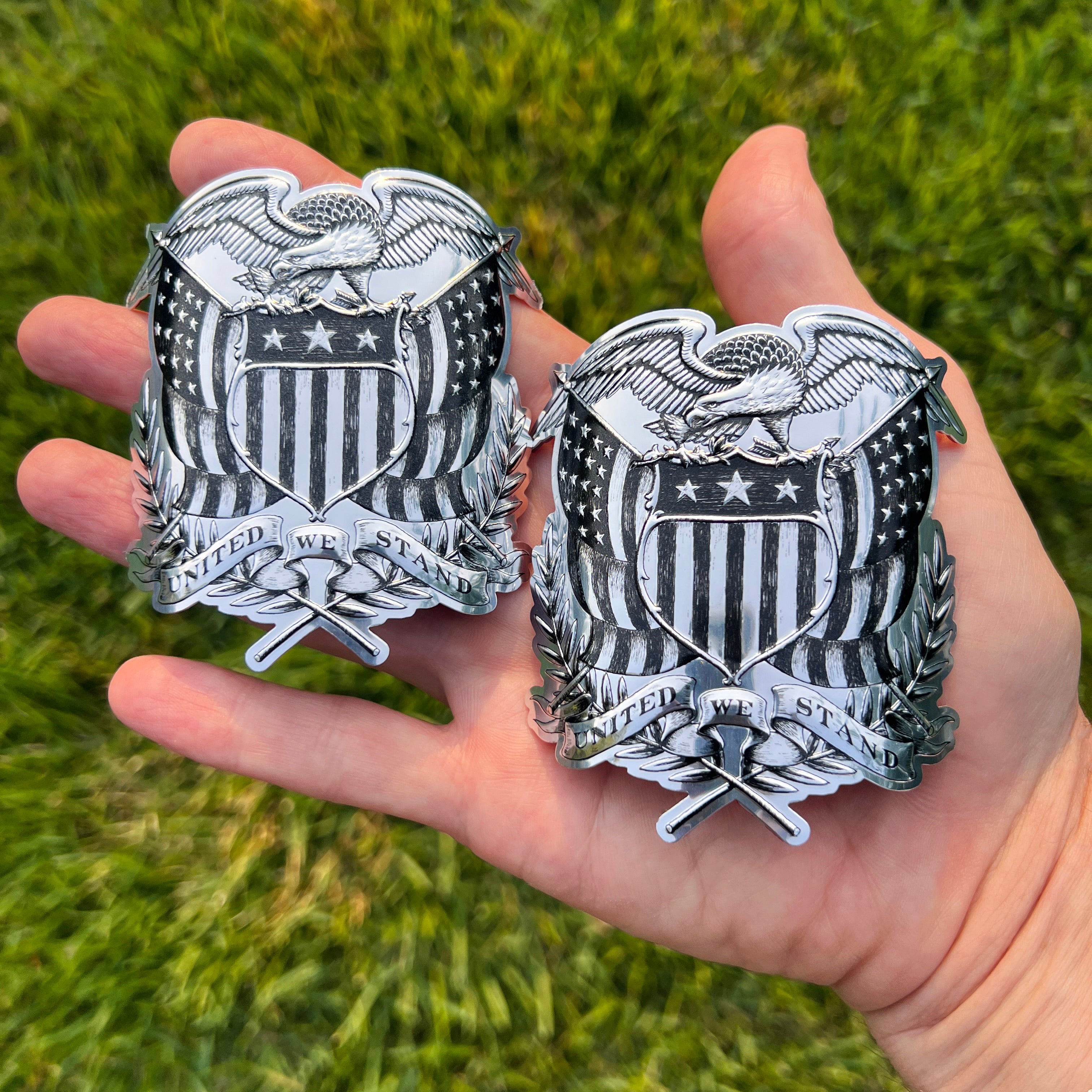 the EAGLE SHIELD BOTTLE BADGE – 2 PACK - Grateful Fred - Bottle Badges