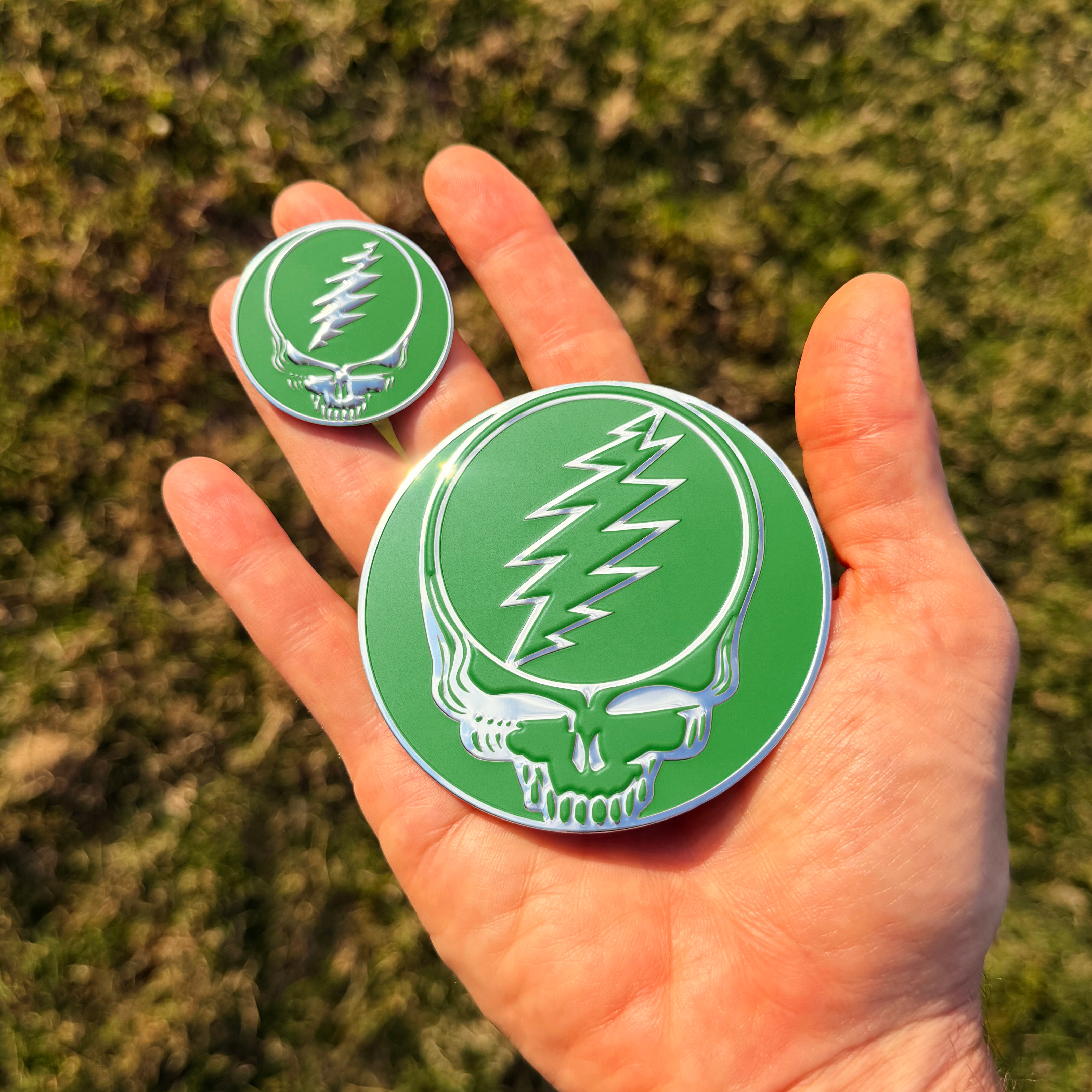 the COLOR STEALIE METAL STICKER - 2 PACK - Grateful Fred -