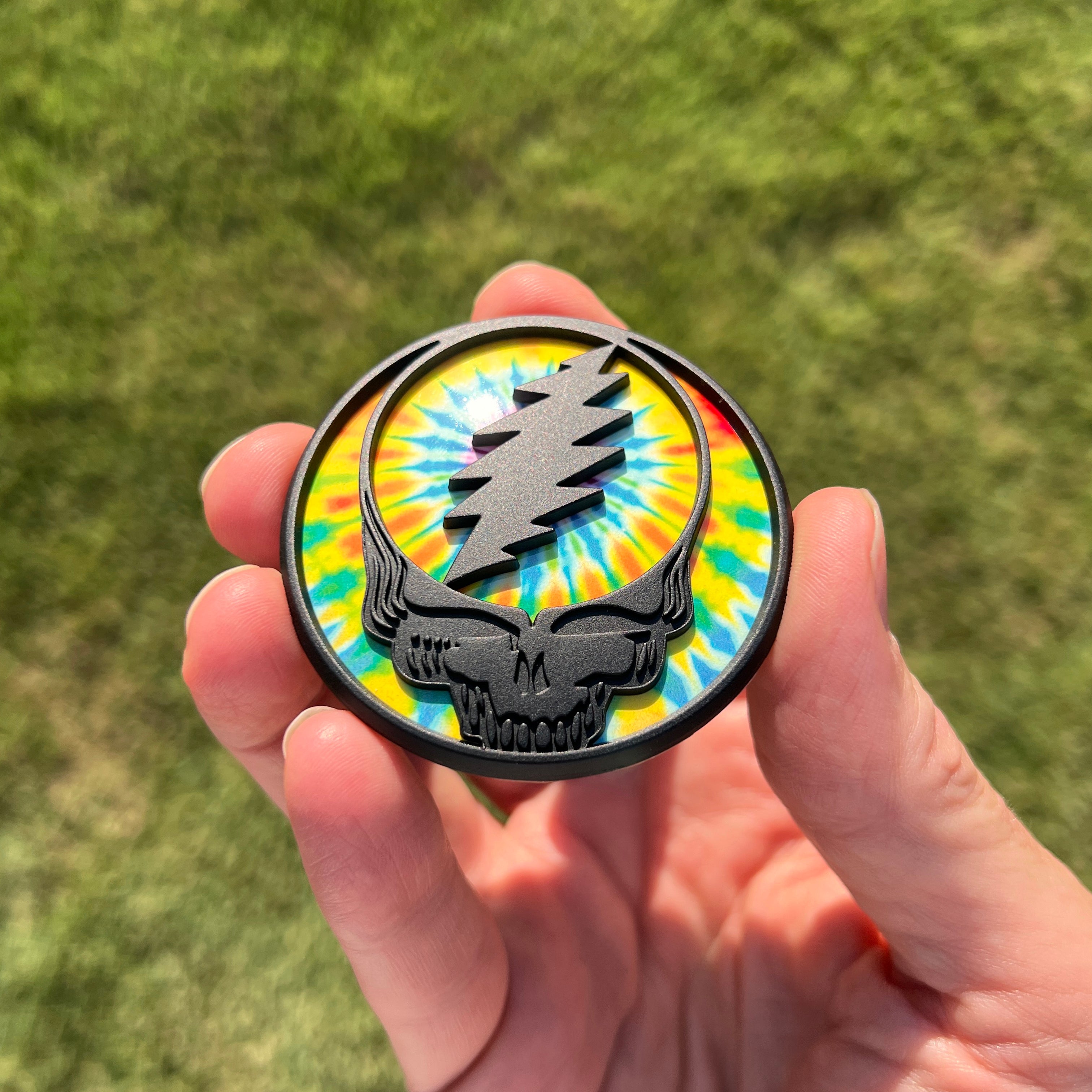 the STEALIE 2.0 - MATTE BLACK & TIE DYE - Grateful Fred - Badge