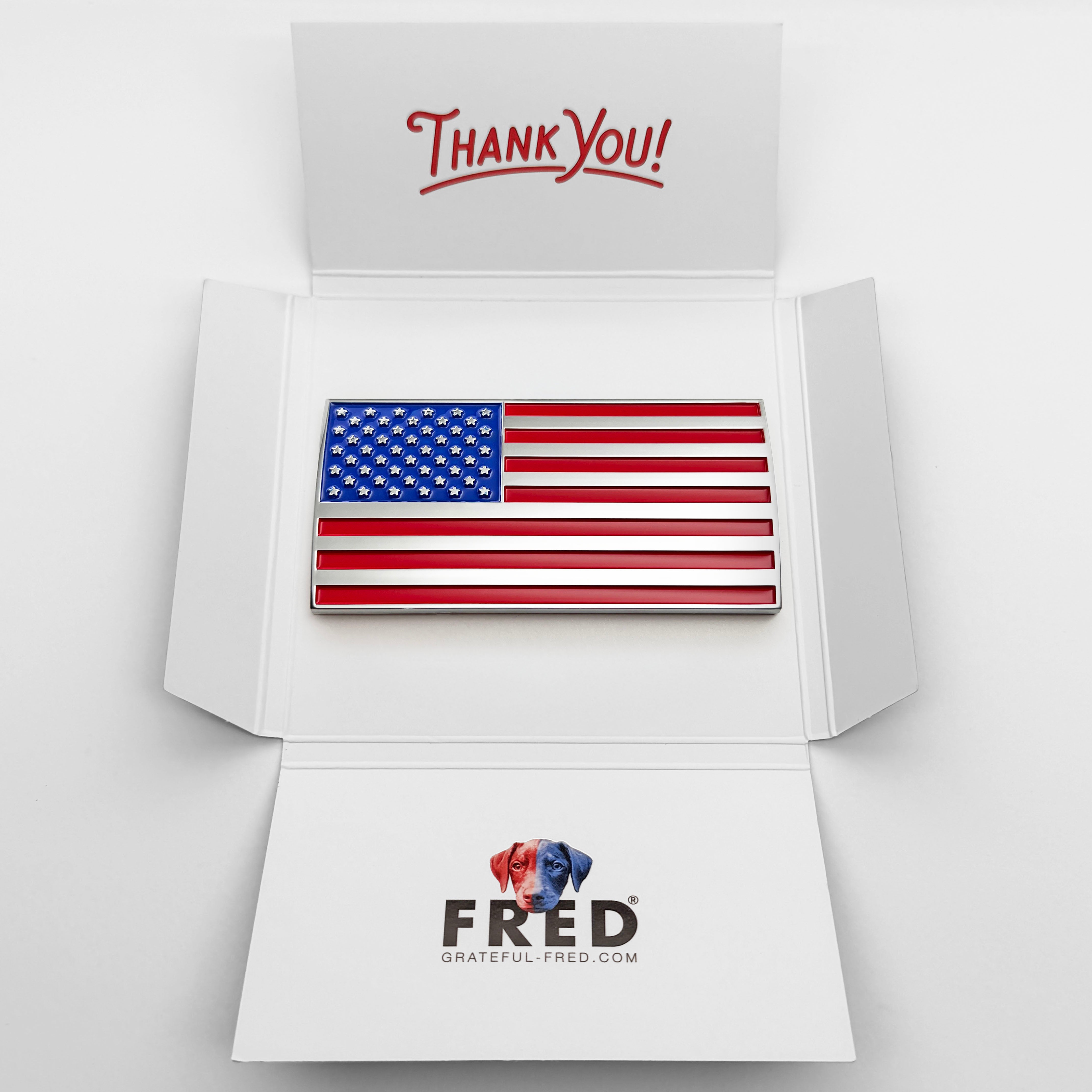 the AMERICAN FLAG BADGE