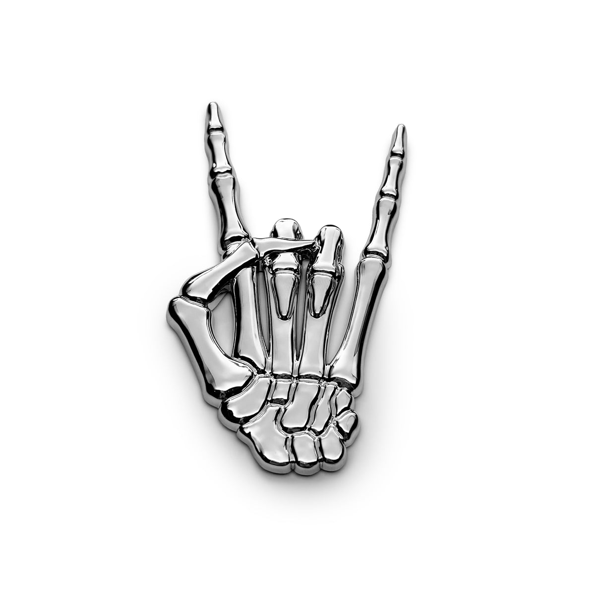 the SKELETON METAL HORNS BADGE - Grateful Fred -