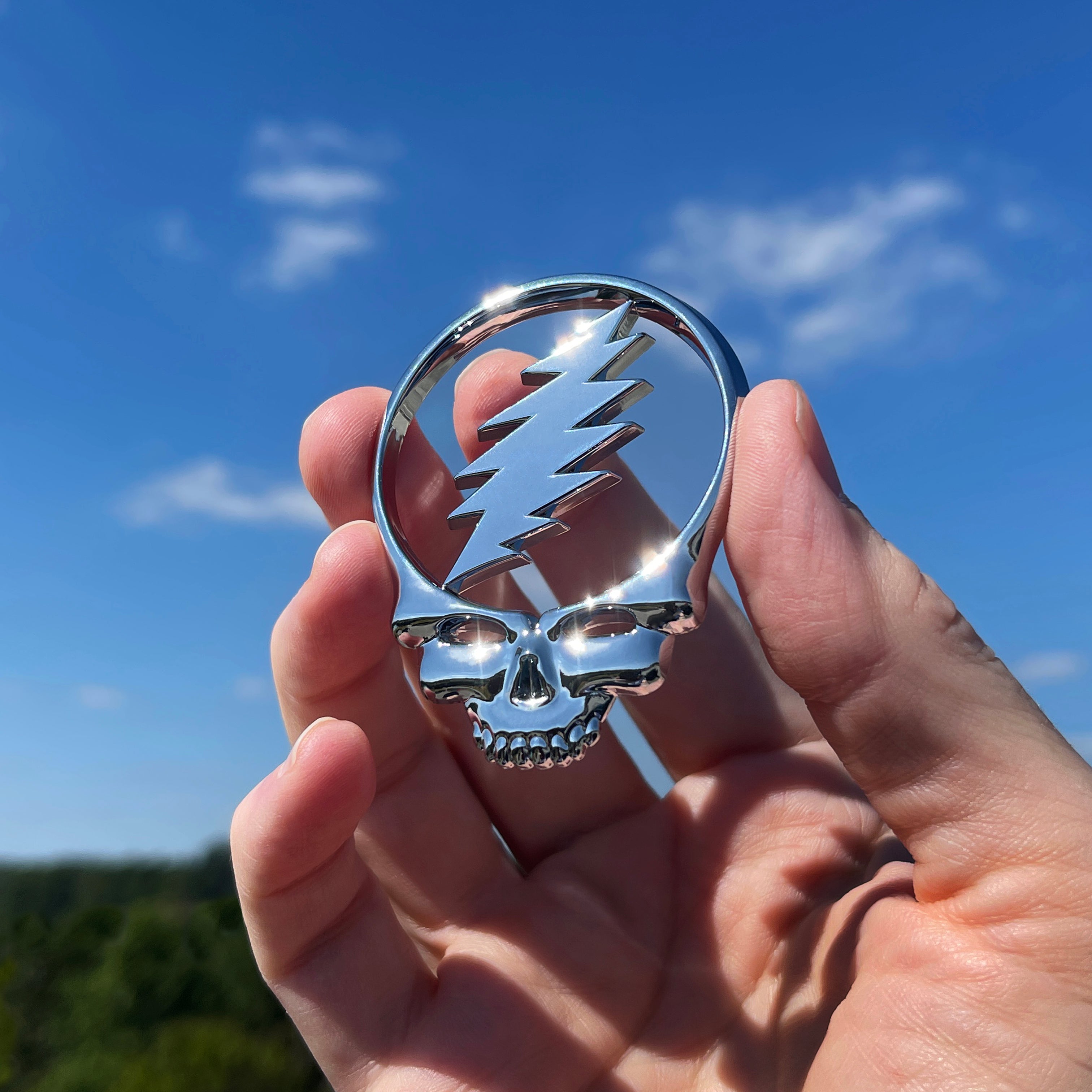 the STEAL YOUR FACE BADGE - Grateful Fred - Vehicle Emblems & Hood Ornaments
