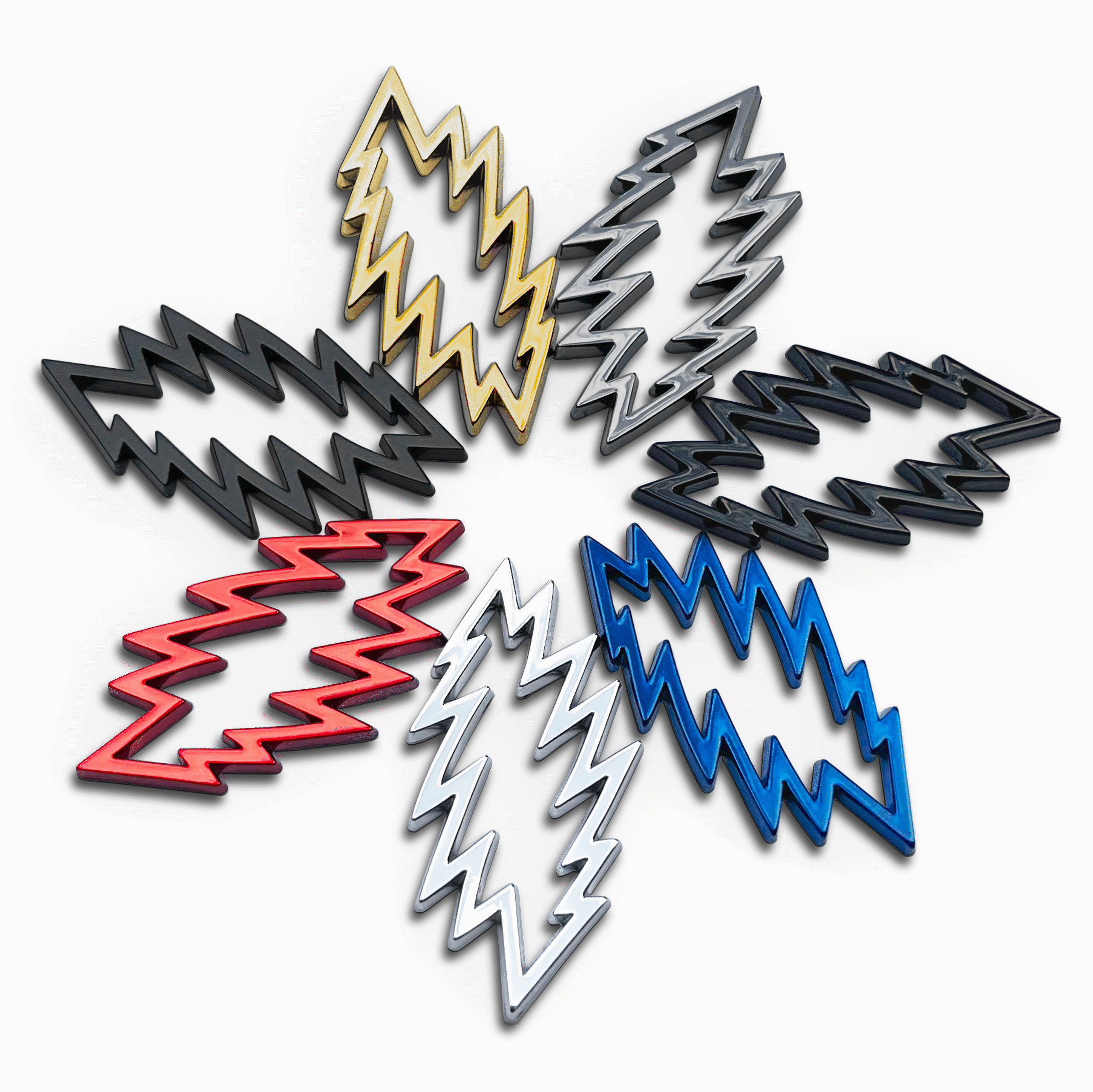 THE OUTLINE BOLT - Grateful Fred - Grateful Dead Chrome Bolt Emblem Badge