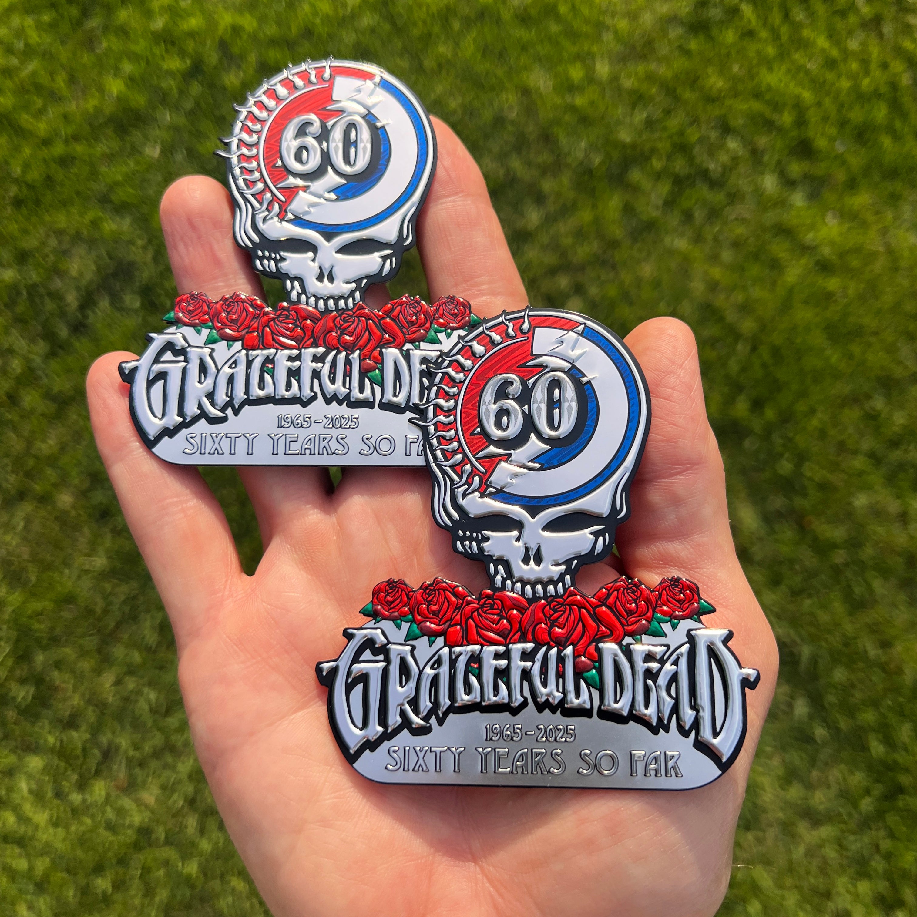 the GRATEFUL DEAD 60 METAL STICKER - 2 PACK