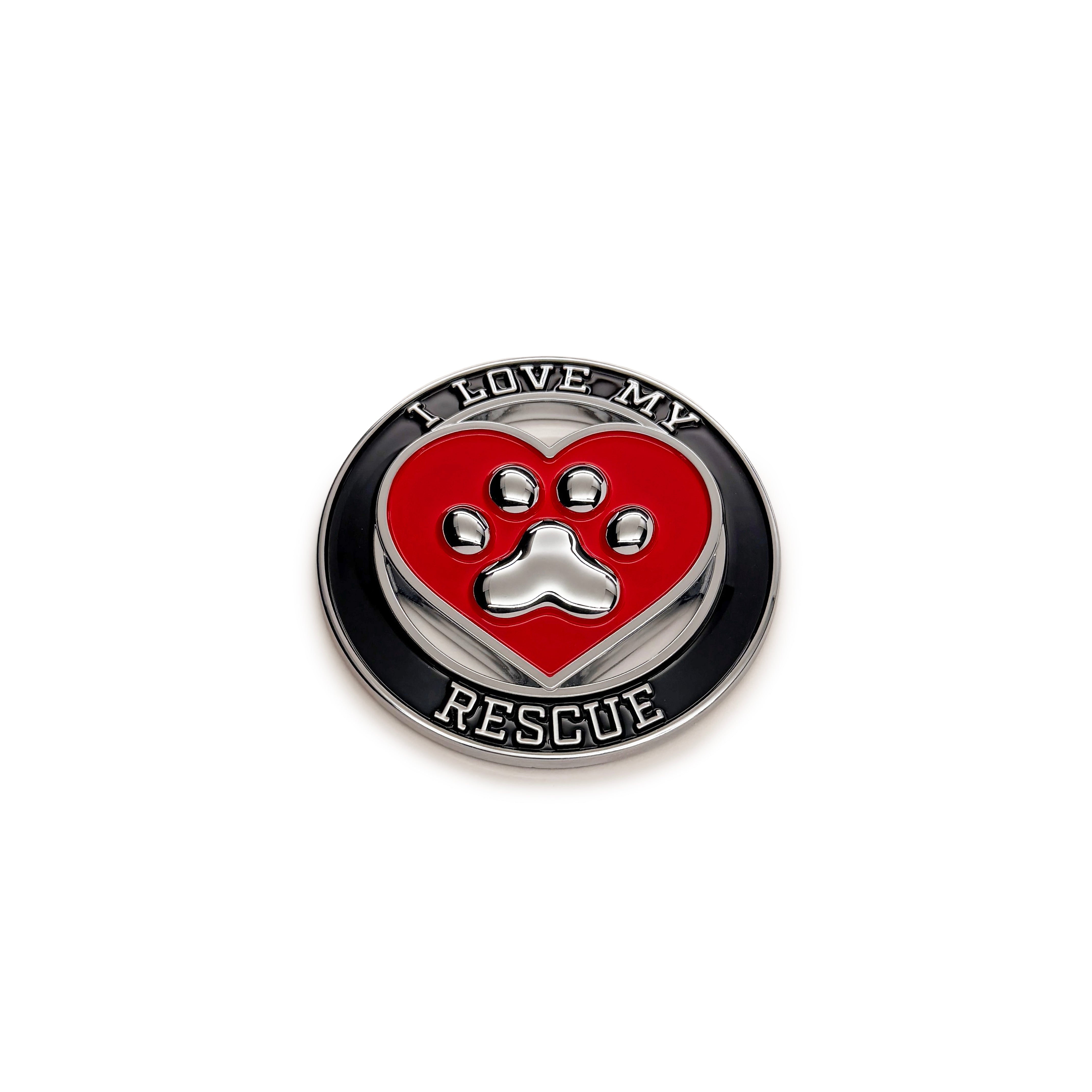 the I LOVE MY RESCUE (ROUND) BADGE - Grateful Fred   - 