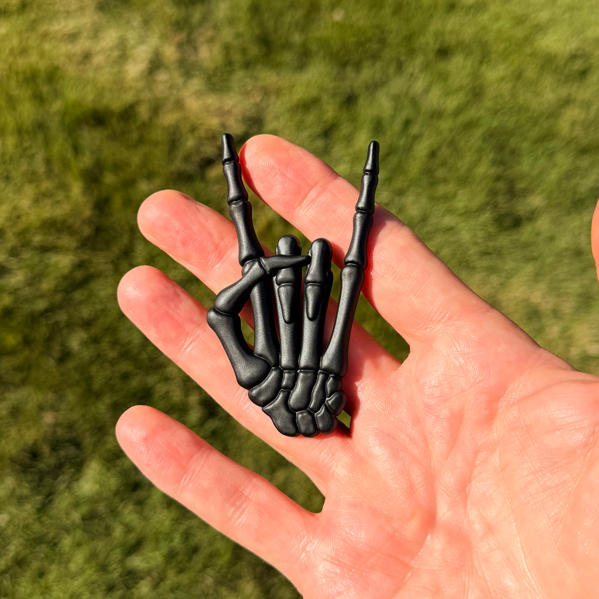 the SKELETON METAL HORNS BADGE - Grateful Fred   - 