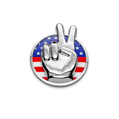 the PEACE OUT STARS & STRIPES BADGE