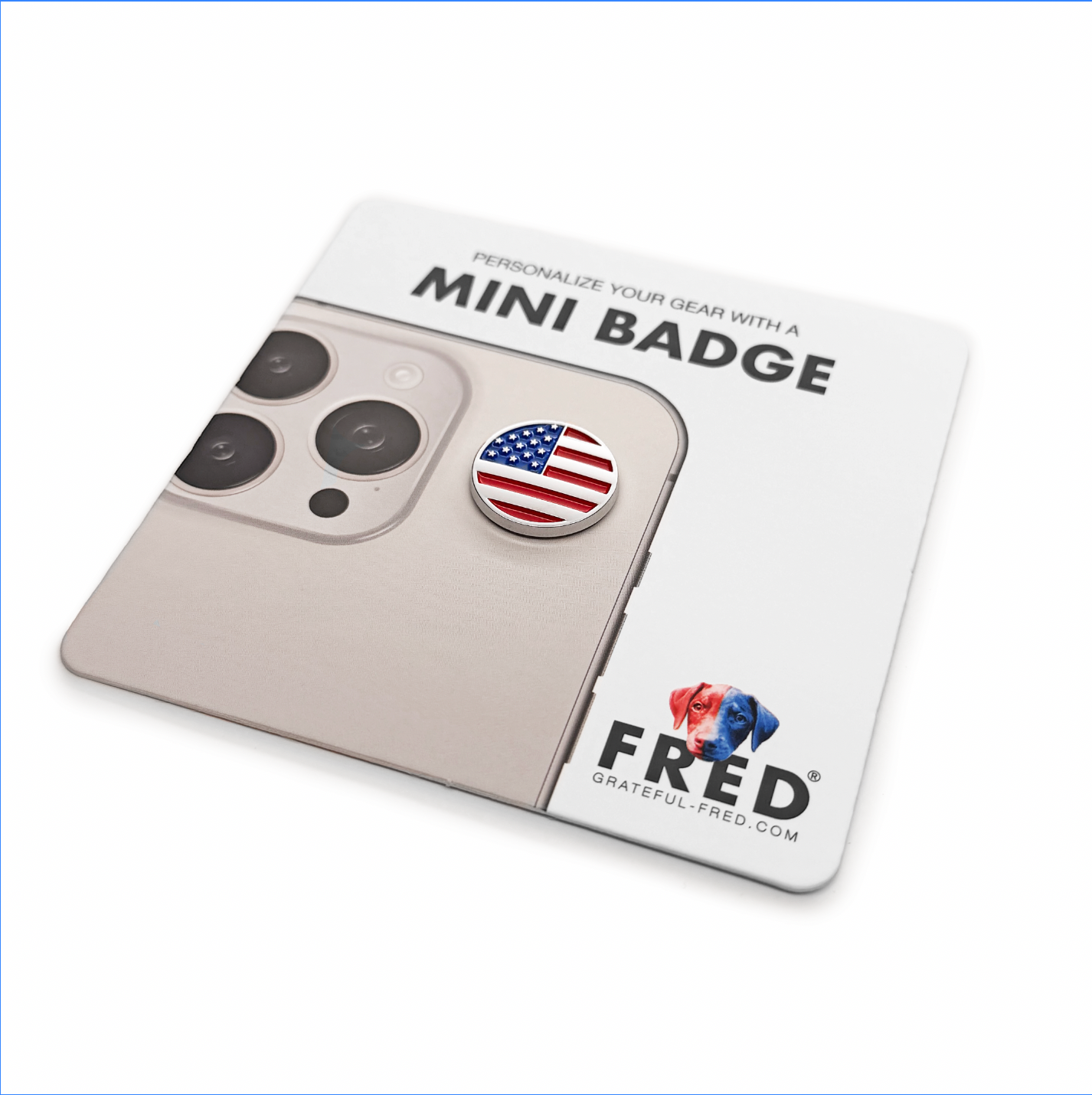 the MINI ROUND USA FLAG BADGE - Grateful Fred   - Badge
