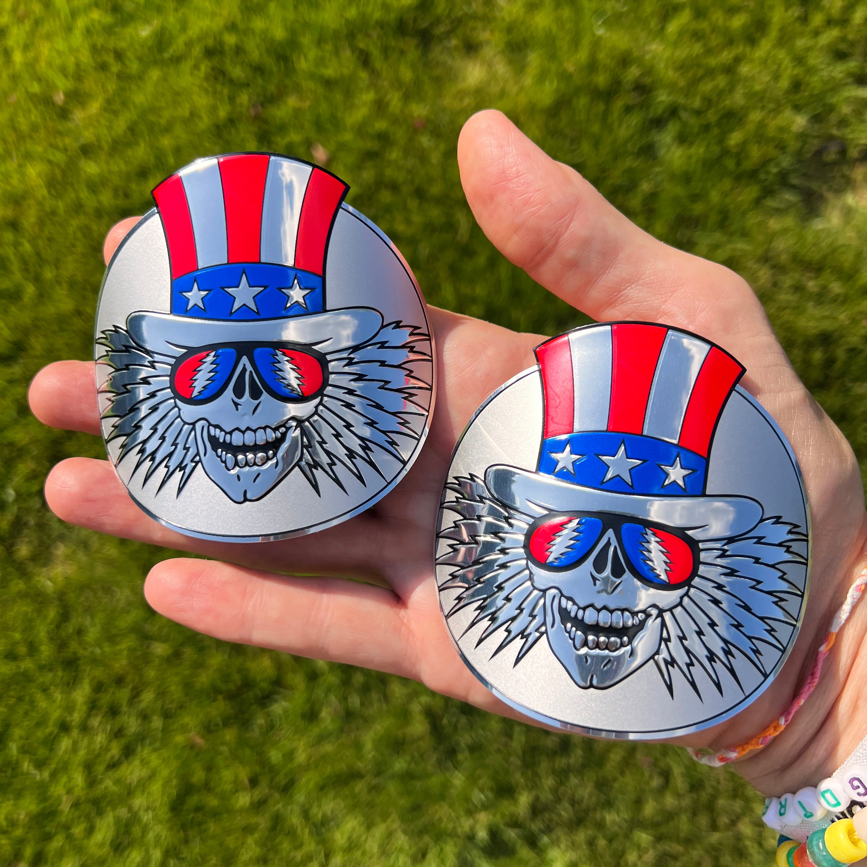 the CYCLE SAM BOTTLE BADGE - 2 PACK - Grateful Fred   - Bottle Badges