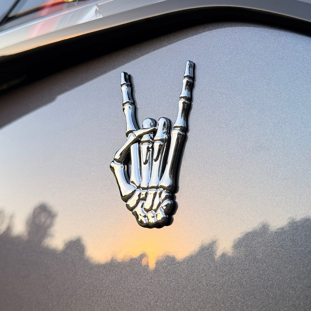 the SKELETON METAL HORNS BADGE - Grateful Fred   - 