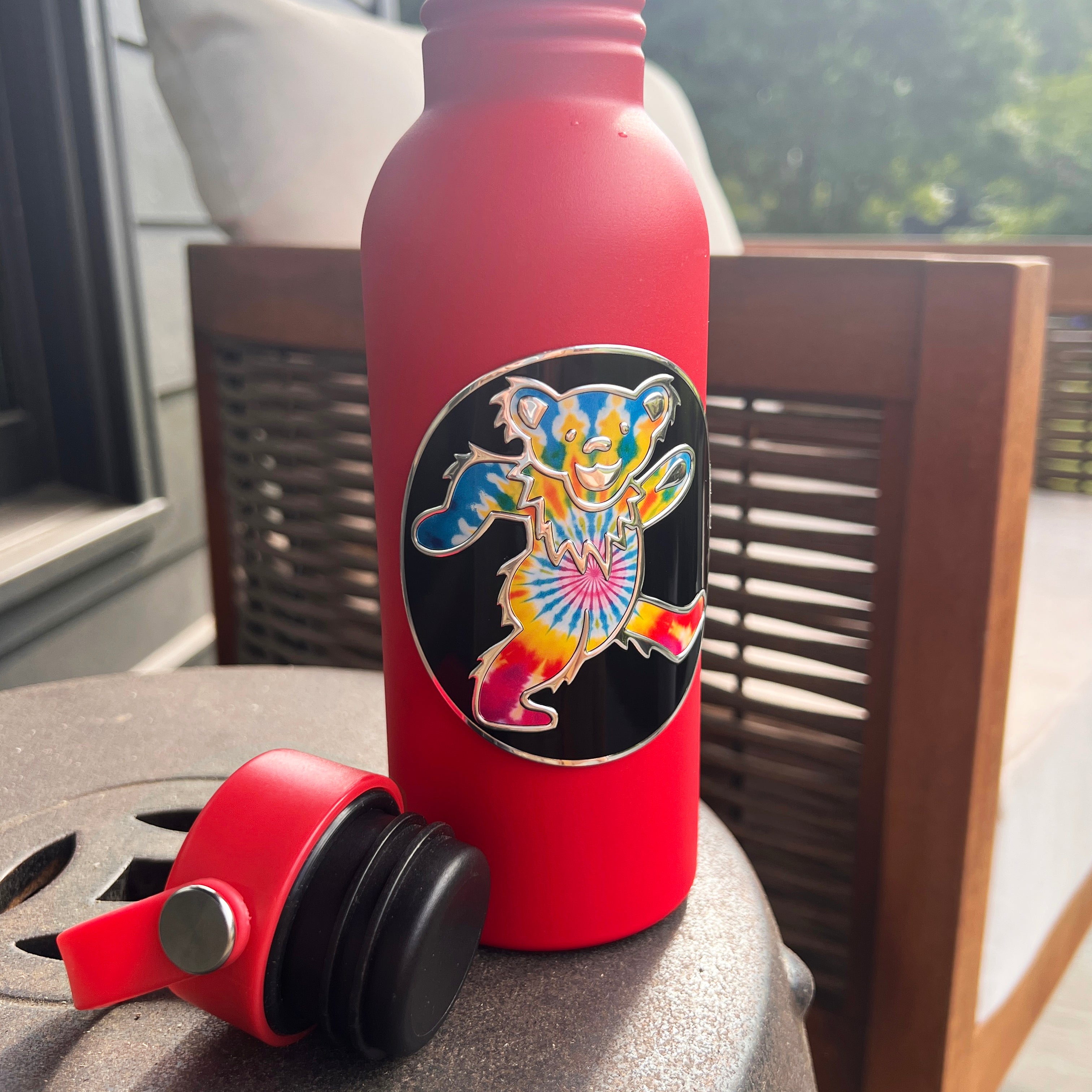 the TIE DYE BEAR BOTTLE BADGE - 2 PACK