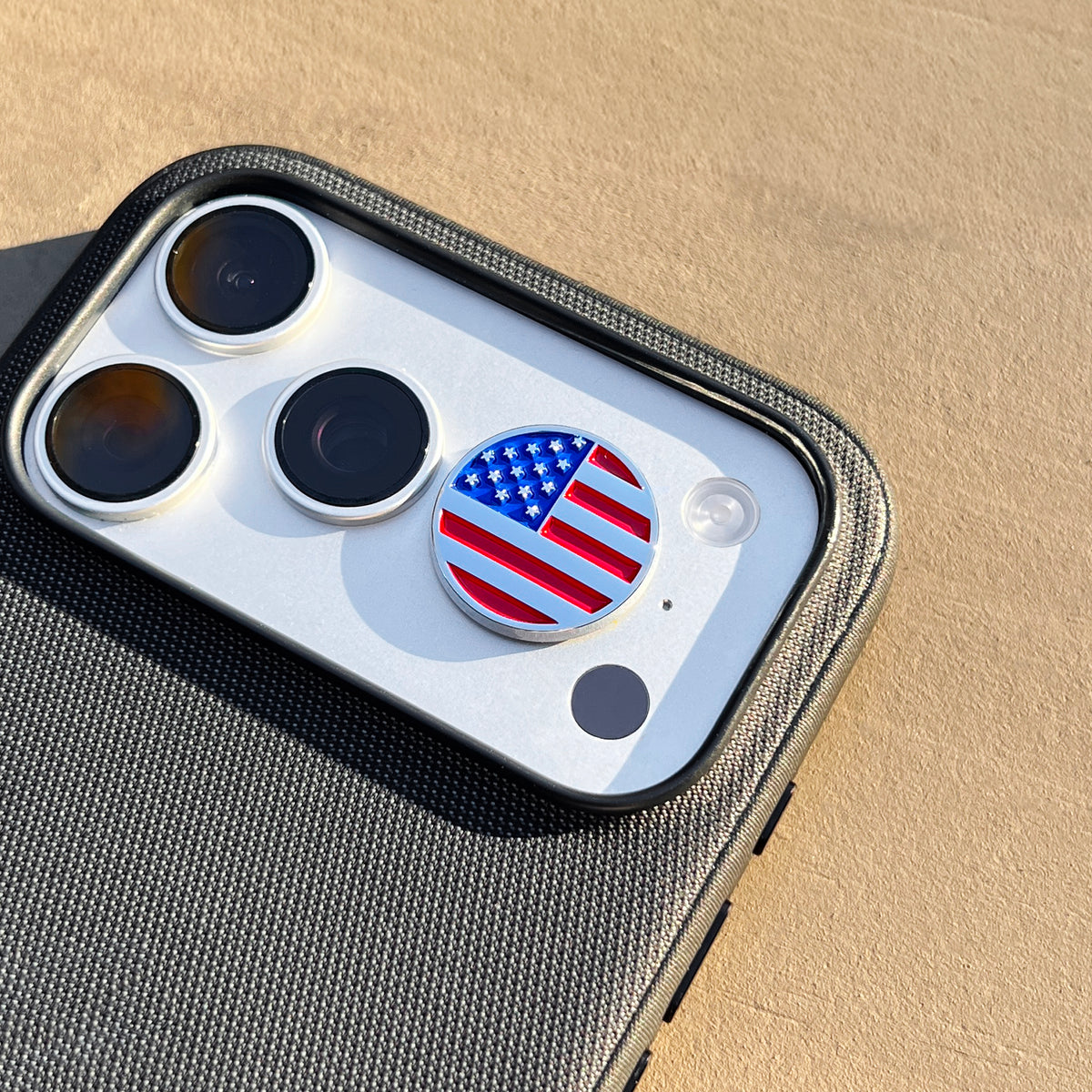 the MINI ROUND USA FLAG Chrome Car Badge | Grateful Fred