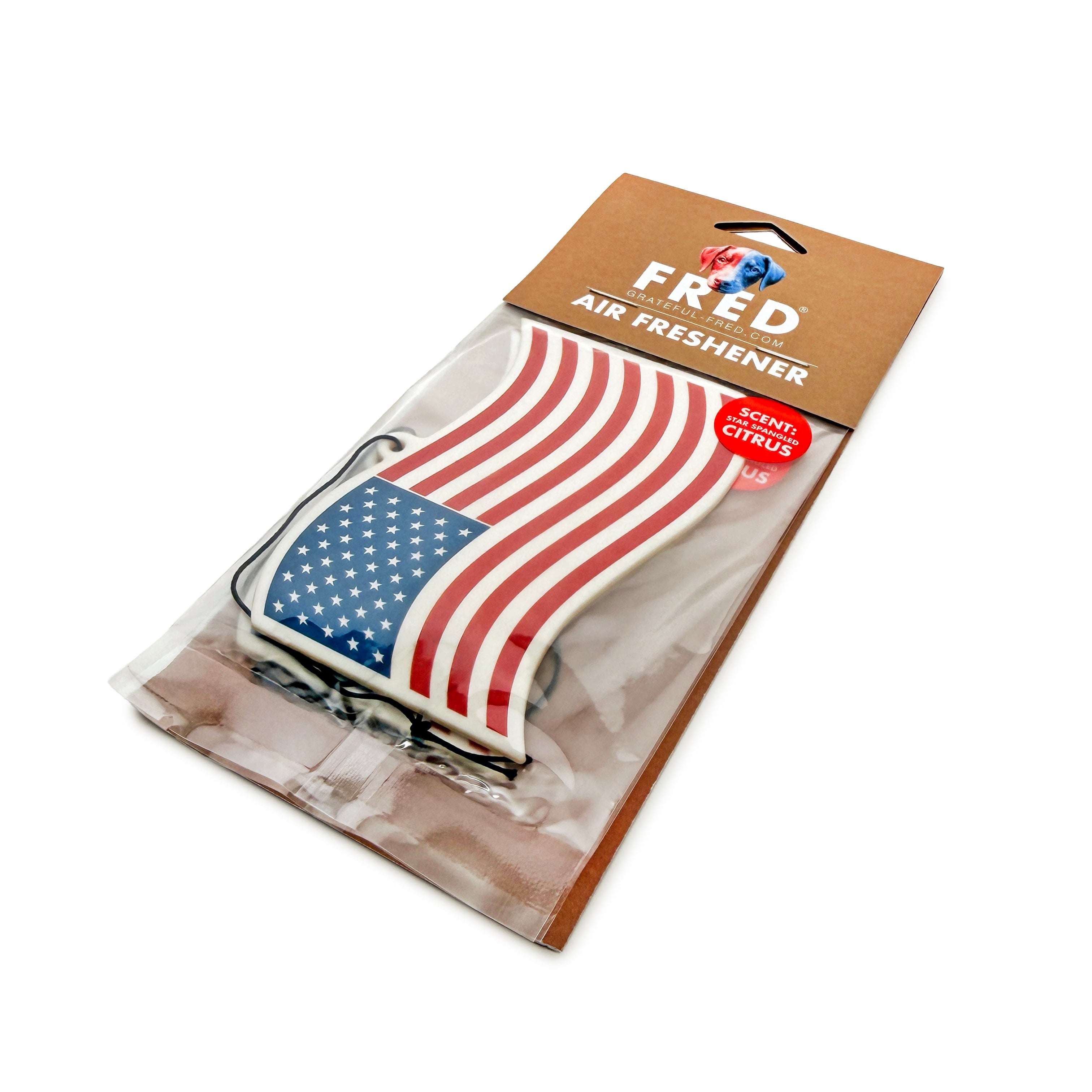 the WAVY USA FLAG AIR FRESHENER - 2 PACK - Grateful Fred   - 