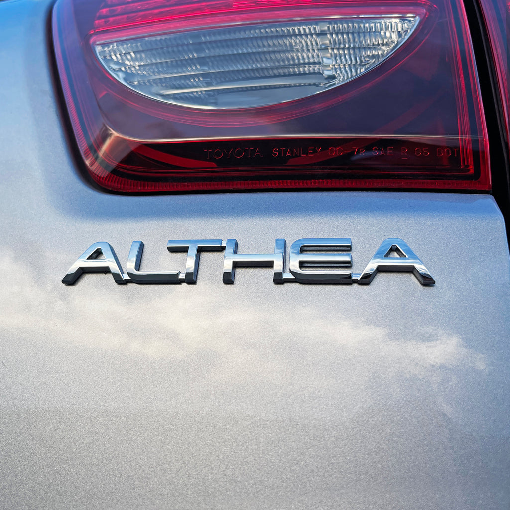 the ALTHEA Chrome Car Badge | Grateful Fred