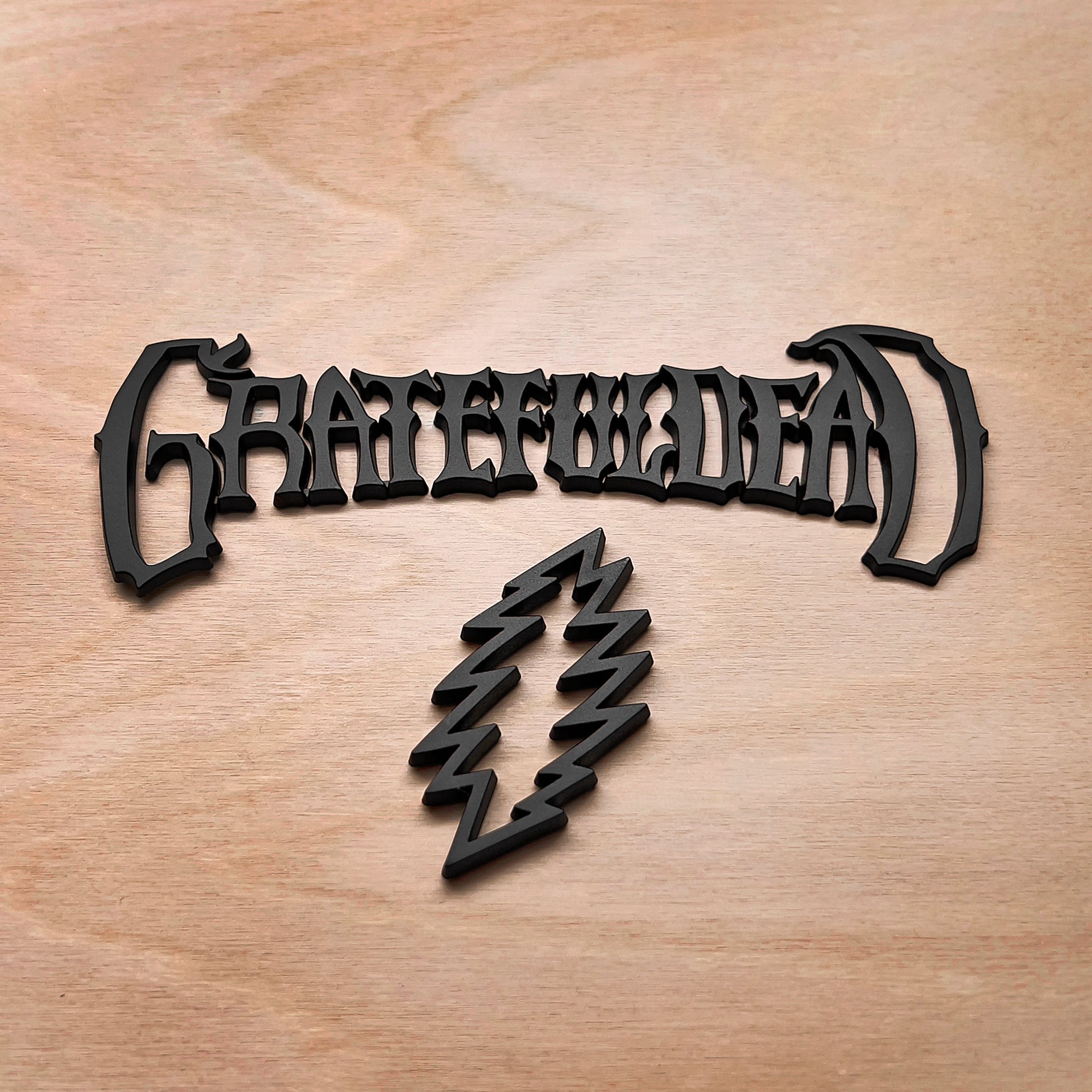 the GRATEFUL DEAD LOGO BADGE & OUTLINE BOLT BUNDLE - Grateful Fred   - Vehicle Emblems & Hood Ornaments