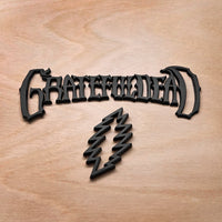 the GRATEFUL DEAD LOGO BADGE & OUTLINE BOLT BUNDLE - Grateful Fred   - Vehicle Emblems & Hood Ornaments