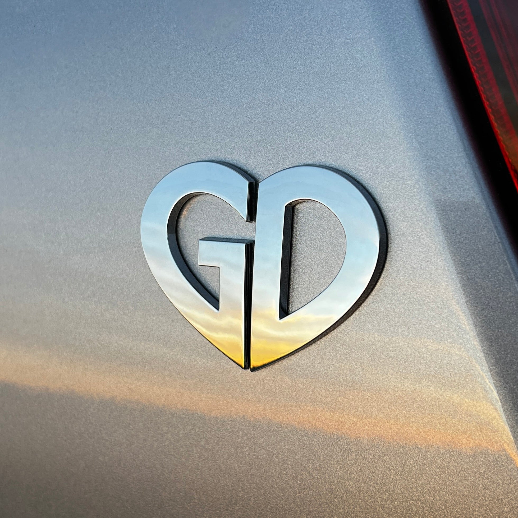 the GD HEART BADGE - Grateful Fred   - Vehicle Emblems & Hood Ornaments